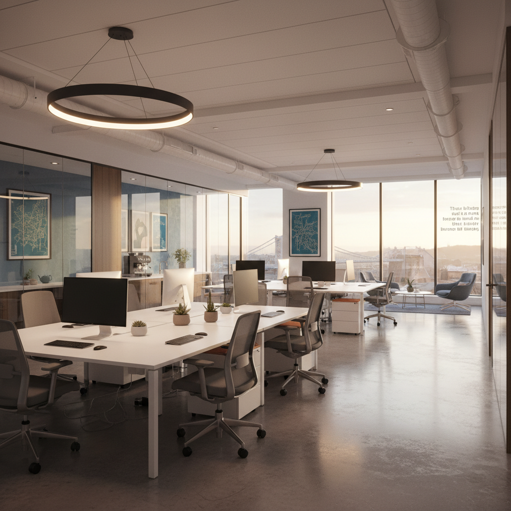 Modern clean office space in Bristol showing the value of professional commercial cleaning