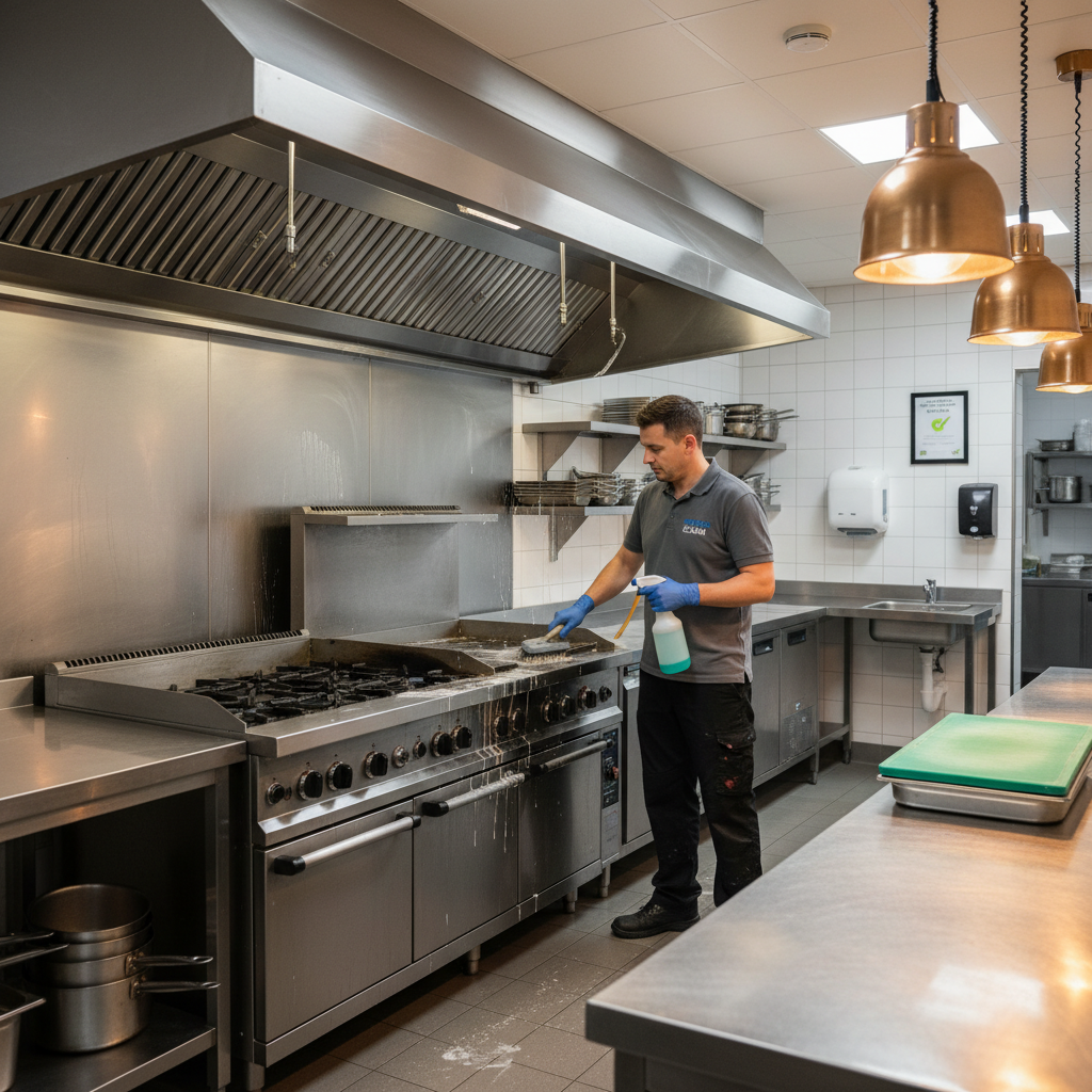 Professional commercial kitchen cleaning service in Bristol ensuring health code compliance for restaurants and cafes