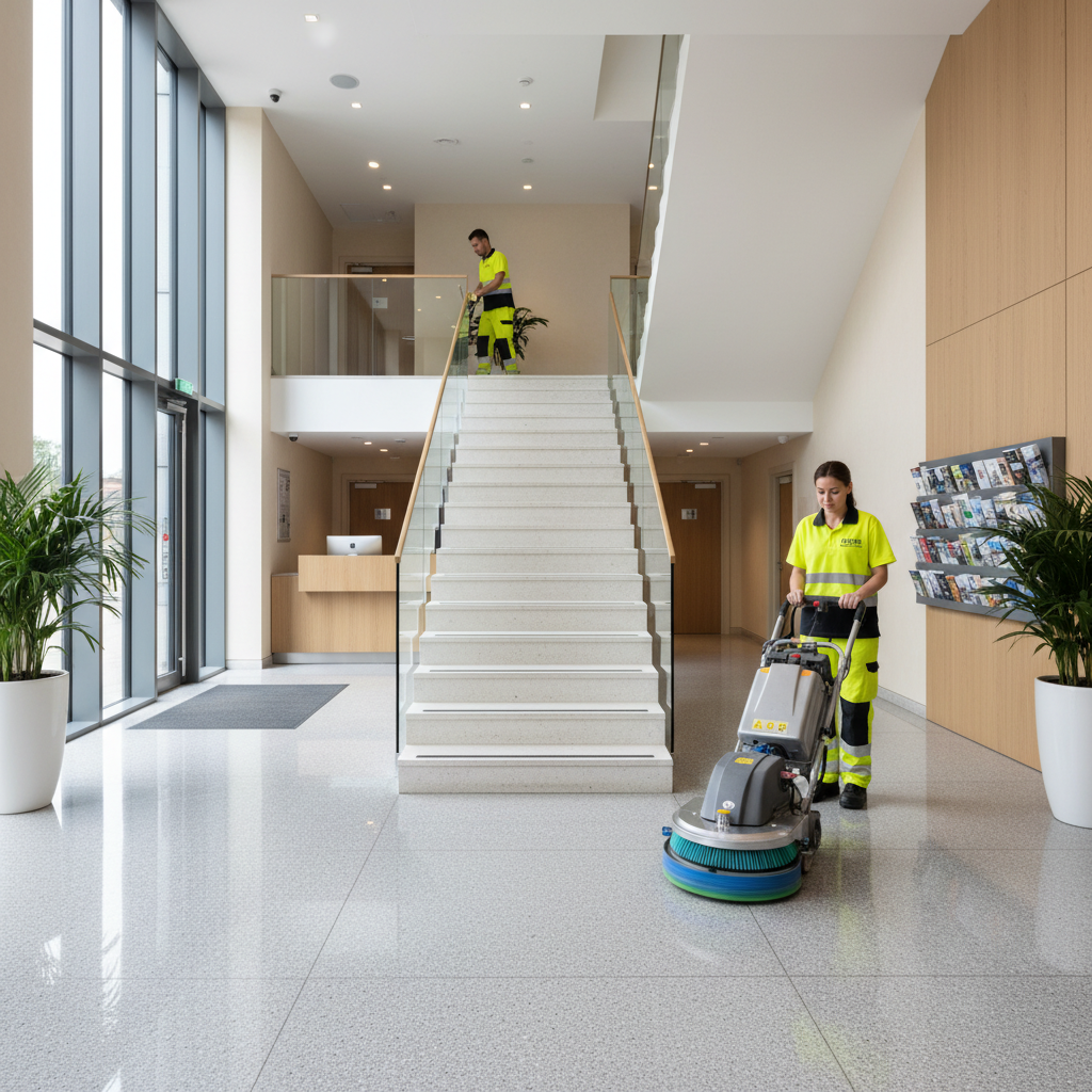 Professional cleaning of communal area in Bristol apartment block