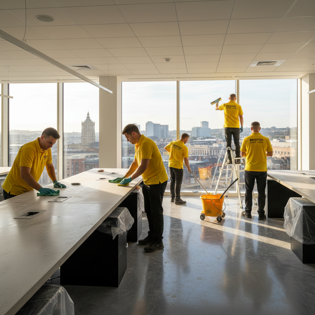 Professional builders clean team working in a newly finished Bristol property